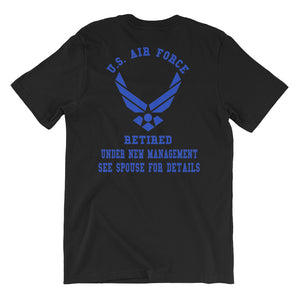 USAF Retired New Logo (back print) Unisex T-Shirt